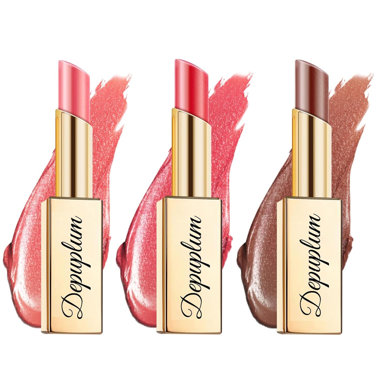 Pink Red Brown Lipstick Set for Women Shimmer Tinted Lip Balm Hydrating Moisturizing Lipstick Cruelty Free Lip Makeup, DM107/108/117-Velvo Beauty