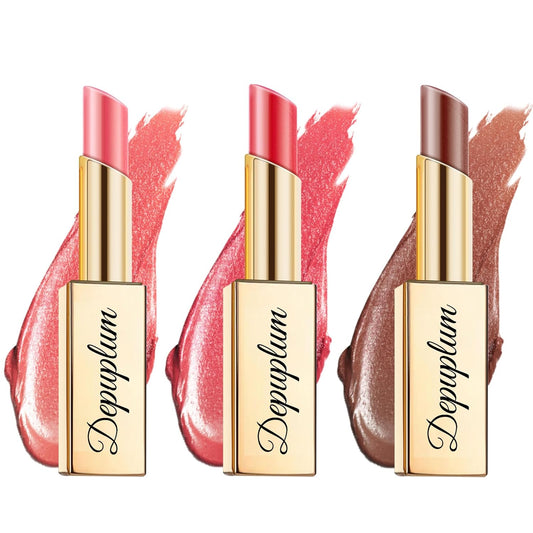 Pink Red Brown Lipstick Set for Women Shimmer Tinted Lip Balm Hydrating Moisturizing Lipstick Cruelty Free Lip Makeup, DM107/108/117-Velvo Beauty
