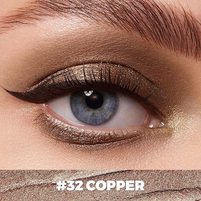 FOCALLURE Shimmer and Matte Cream Eyeshadow Stick,Smooth Brilliant Eye Brightener Pencil for Women,Long Lasting Waterproof Eye Shadow and Liners Makeup,COPPER-Velvo Beauty