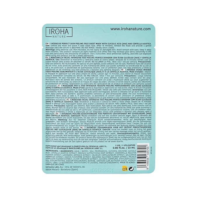 IROHA NATURE Glycolic Acid Peeling Face Mask (Pack of 5) | Skin Perfecting for a Radiant & Smooth Look | Instant Regeneration in Just 15 Minutes | Clean Beauty | 100% Vegan-Velvo Beauty