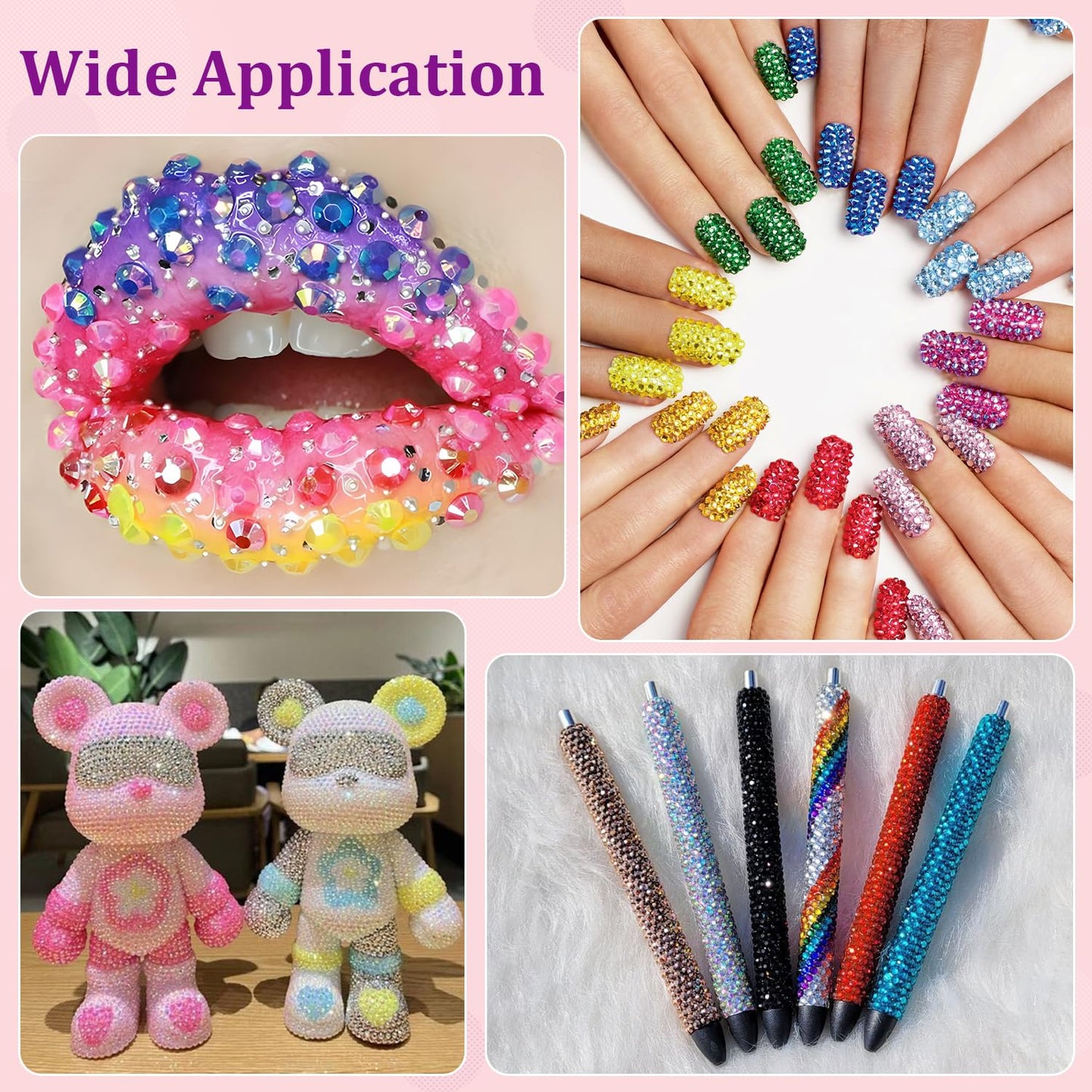 30000Pcs Resin Rhinestones for Bedazzling with Tweezers, Hot Pink AB Rhinestones for Crafting with B7000 Jewelry Glue for DIY Crafts Clothing Tumblers Shoes Fabric Nail Art-Velvo Beauty