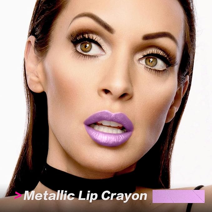 FOCALLURE Ultra Chic Metallic Lipstick,Rich Vitamin E Lip Crayon,Lightweight Shinning Color without Drying or Fading,Long Lasting Lips Makeup,#20 Lavender-Velvo Beauty