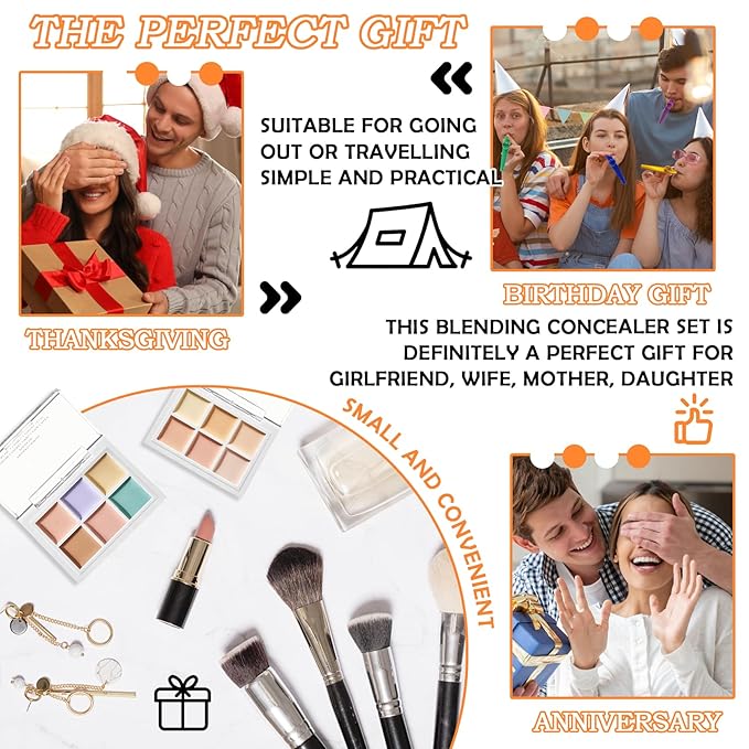 12 Colors Correcting Concealer Contour Makeup Palette, 6 in 1 Color Corrector Palette,Highlighting Concealer Palette Contouring Liquid Foundation Makeup Kit with Brushďź2PCSďź-Velvo Beauty