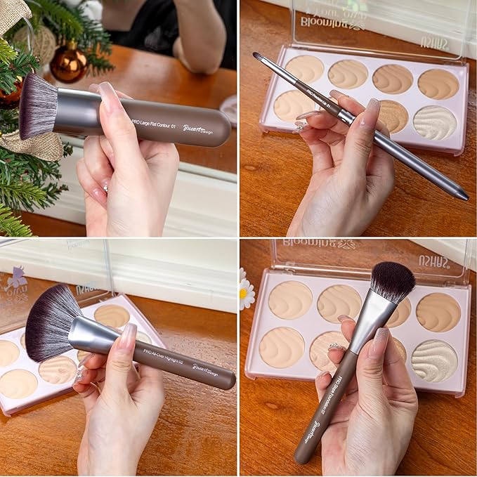 Bueart Design 26 Pcs Chocolate-colored Gift Makeup Brushes Set with Extra Large Holder,Elegant Make up Brushes for Foundation,Face Blending Powder, Contour, Highlight, Concealer, Eyeshadow-Velvo Beauty