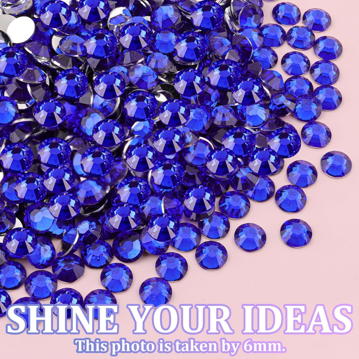 25000Pcs Resin Rhinestones for Crafting, Royal Blue 2-6mm Mixed Sizes Non Hotfix Flatback Gems, Bedazzling Crystal for DIY Crafts Clothing Tumblers Mugs Shoes Fabric Nail Art-Velvo Beauty