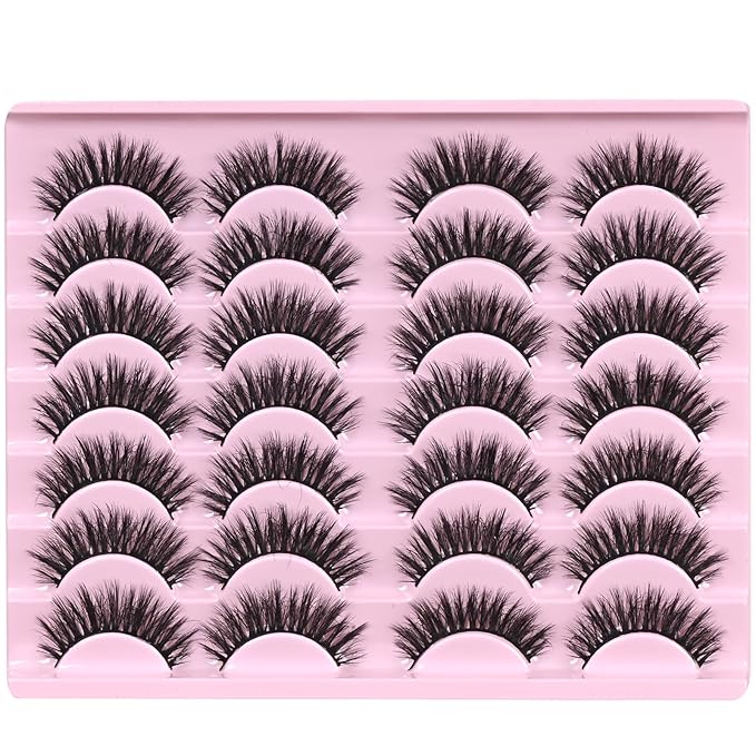 FARRED Lashes Natural Look Short Cat Eye Natural Lashes Fluffy Wispy False Eyelashes 14 Pairs Faux Mink Strip Eye Lashes Pack for Daily Makeup (F7 | 6-15mm)-Velvo Beauty