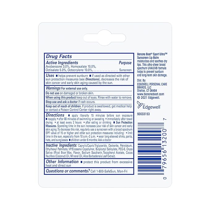 Banana Boat Sport Ultra SPF 50 Lip Sunscreen Twin Pack | SPF Lip Balm Pack & Sport Ultra, Reef Friendly, Broad Spectrum Sunscreen Stick, SPF 50, 1.5oz.-Velvo Beauty