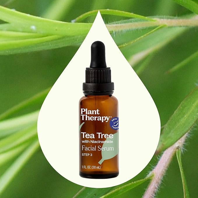 Plant Therapy Tea Tree with Niacinamide Facial Serum 1 oz with Tea Tree Essential Oil, Witch Hazel, and Willow Bark, Excellent for Problem Skin While Creating Healthy, Clear Skin-Velvo Beauty