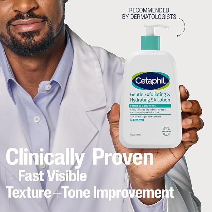 Cetaphil Gentle Exfoliating SA Lotion, Lightweight Moisturizer for All Skin Types, 16 Fl oz Pump Bottle, Salicylic Acid, Mandelic Acid & Gluconolactone, Gently Exfoliates, Dermatologist Recommended Brand-Velvo Beauty