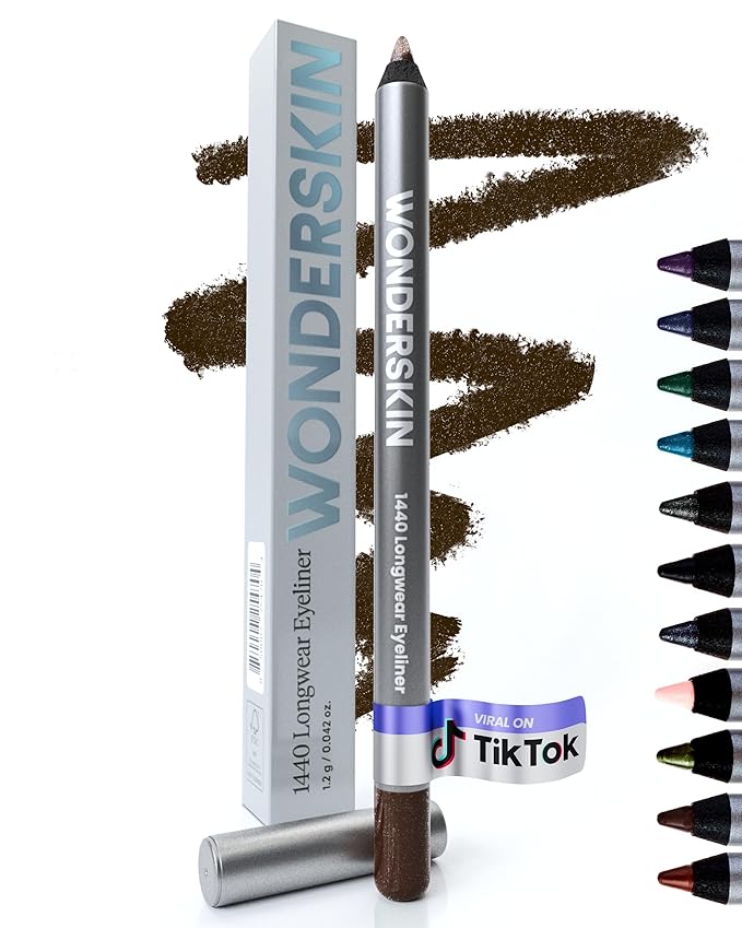 Wonderskin Eyeliner Pencil, 1440 Longwear Brown Glitter Eyeliner Pencil - Waterproof, Sharpenable & Smudge Proof-Velvo Beauty