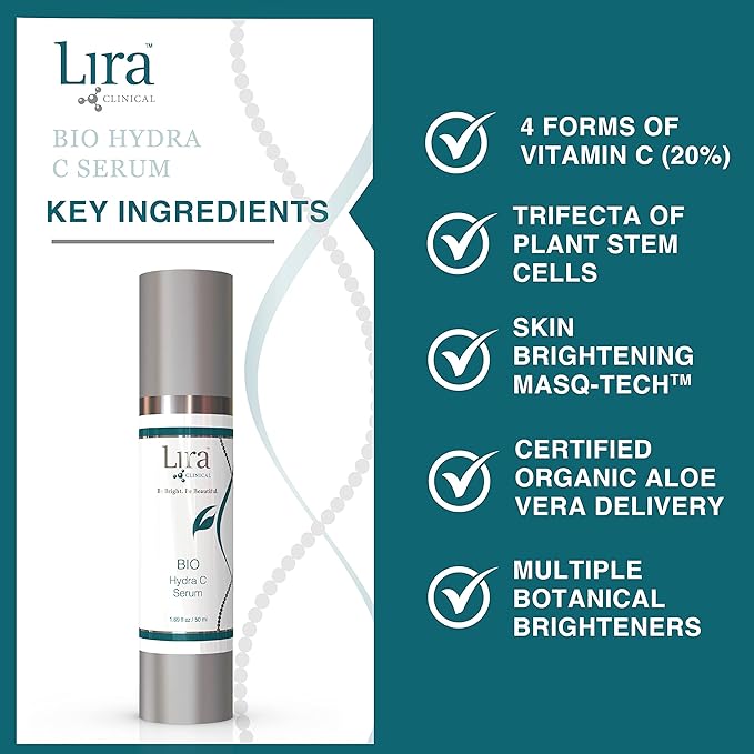 Lira Clinical BIO Hydra C Serum – Vitamin C Face Serum with Citric Acid and Plant Stem Cells – Hydrates Skin and Reduces Visible Signs of Aging – Daily Skincare Solution with Antioxidants - 50 ml-Velvo Beauty