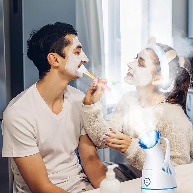 Amconsure Facial Steamer - Nano Ionic Face Steamer Warm Mist Steamer for Home Sauna SPA, Humidifier for Deep Cleaning Unclogs Pores Sinuses(Blue)-Velvo Beauty