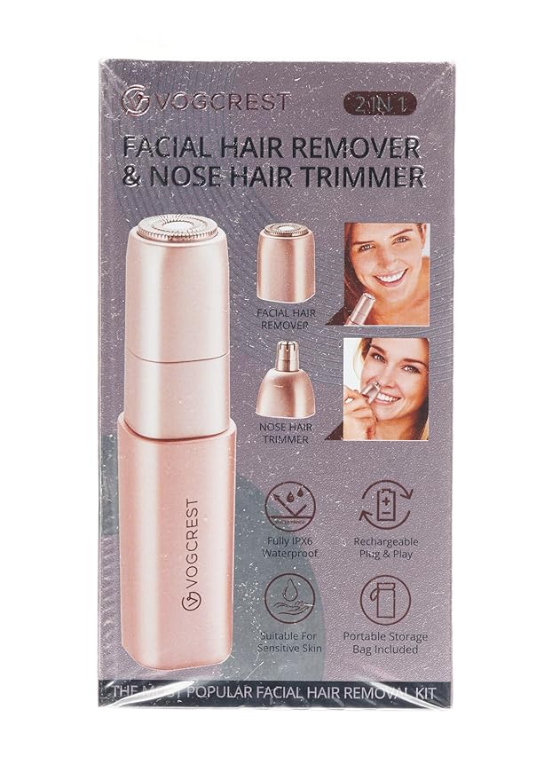 Facial - Nose Hair Remover Women: 2 in 1 Painless Electric Face Shaver and Nose Trimmer - Rechargeable Hair Removal Tool for Face Nose Ear Peach Fuzz Lips Chin-Velvo Beauty