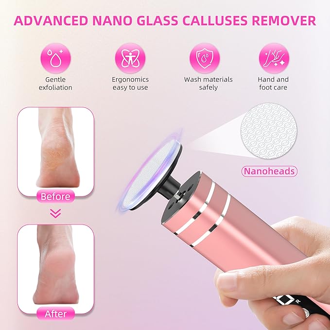 2 in 1 Electric Foot Callus Remover,9 Adjustable Speeds Rechargeable Electric Dead Skin Sander Pedicure Tools with Sandpaper Disk and Nail Drill Bits,Grinding Heads for Women&Men-Velvo Beauty