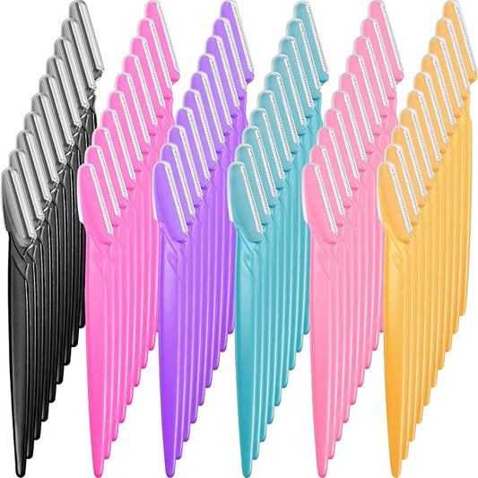 Boao 60 Pieces Eyebrow Razor Shaver Dermaplaning Tool Hair Shavers for Women and Man Face Microblades Shaper Trimmer with Precision Cover Skincare Party Favors-Velvo Beauty