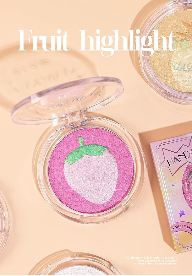 Glitter Highlighter Makeup, 3-In-1 Compact Shimmer Glitter Powder Makeup Blush Face Body Highlighter Illuminator, Silky Smooth Longlasting Lightweight Face Luminizer Bronzer (#02 Pineapple)-Velvo Beauty