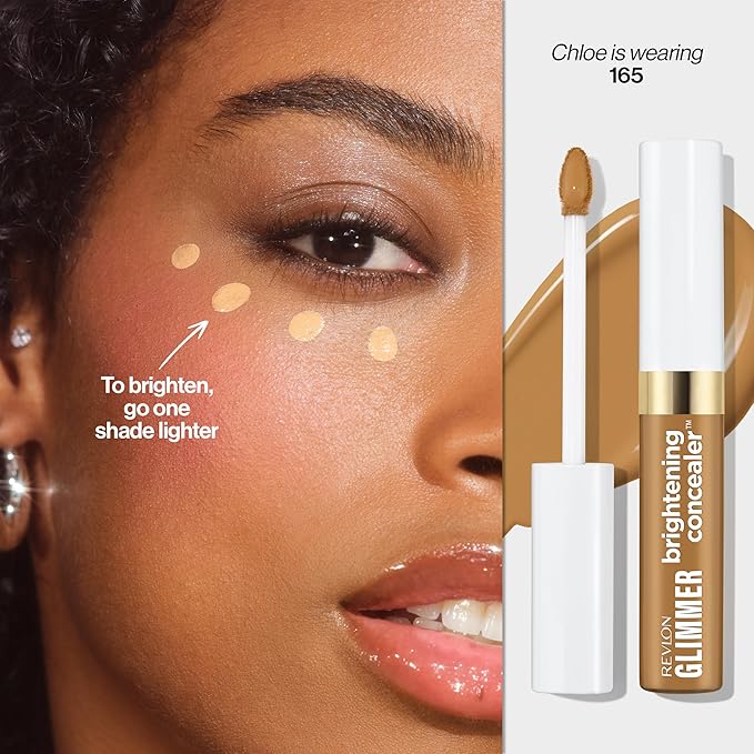 Revlon Glimmer Brightening Concealer, Liquid Under Eye Makeup, Made with Caffeine, Vitamin C, & Stevioside, 165, 0.3 fl oz-Velvo Beauty