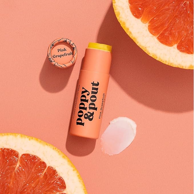 Poppy & Pout Pink Grapefruit Jumbo Lip Balm | All Natural Lip Balms & Moisturizers | Hydrates with Beeswax, Vitamin E, Organic Coconut Oil | Cruelty-Free | Lip Balm in Recyclable Cardboard Tube-Velvo Beauty