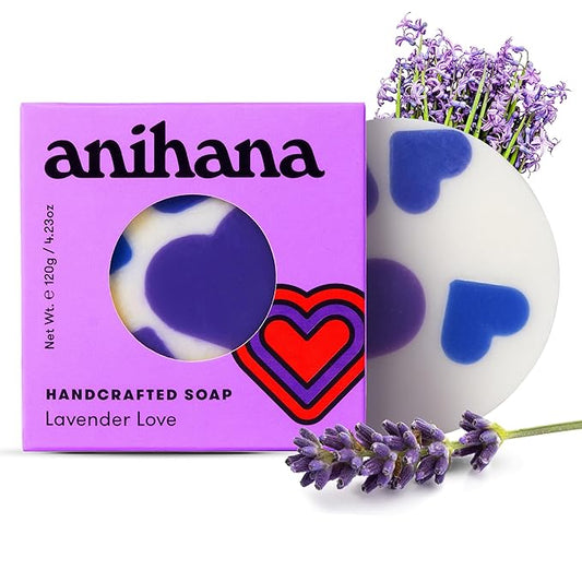 ANIHANA Handcrafted Natural Soap with Coconut Oil, Gentle Cleansing, Paraben Free, Refreshing Lavender Love Scent, 4.23 oz-Velvo Beauty