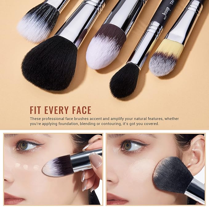 Jessup Makeup Brushes Set Professional 27 pcs Brush Makeup Premium Synthetic Foundation Contour Powder Blush Highlighter Eyeshadow Concealer Brow Face Make Up Brushes Tools Black/Silver T133-Velvo Beauty