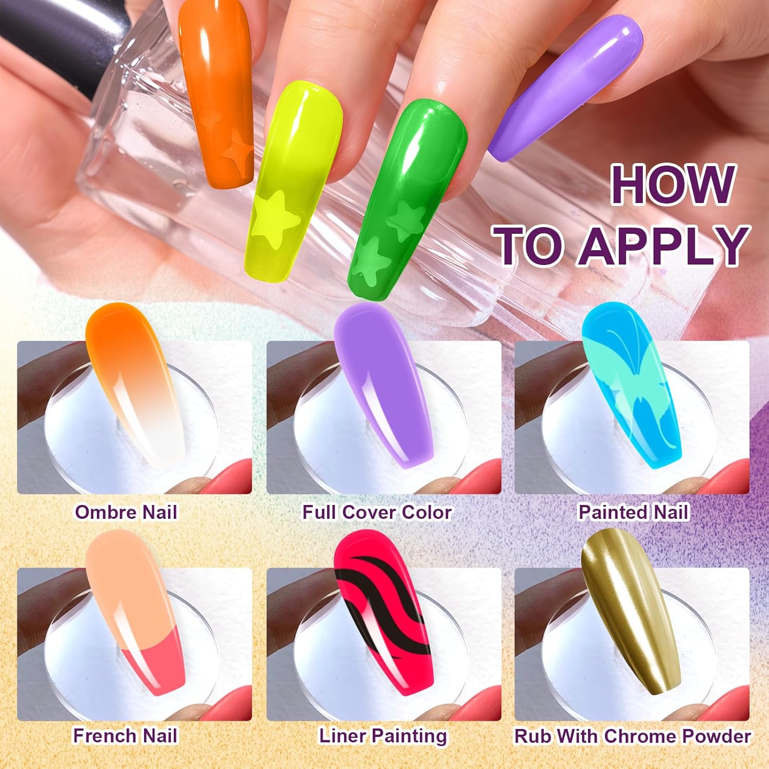Gradient Painting Gel, 9 Colors Ombre Gel Nail Polish Sponging for Pigment Pat French Manicure Soak Off UV Long-lasting High-glossy Home DIY Nail Salon Rainbow Candy(01)-Velvo Beauty