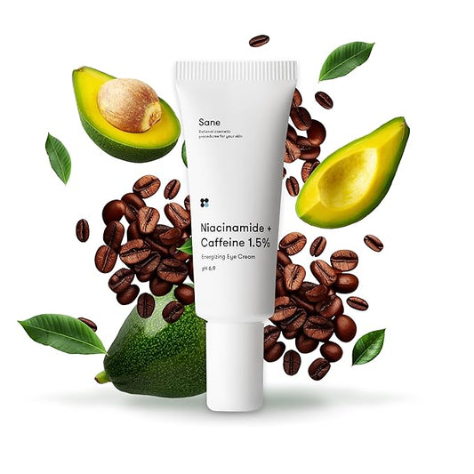 Sane Eye Cream for Dark Circles and Puffiness Treatment with Caffeine and Niacinamide - 0.68 fl oz, Hydrating Eye Cream for Dark Circles, Mornings without Puffiness-Velvo Beauty