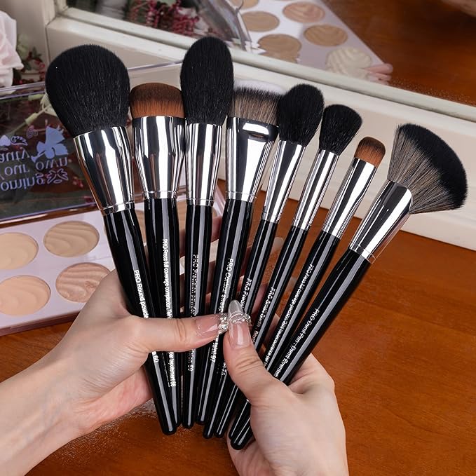 Bueart Design 36Pcs PRO Grade Natural Goat Hair Pony Bristles Makeup Brushes Set with Super Holder Professional-Grade Precision & Luxury Brush for beauty enthusiasts&professionals Makeup Artist-Velvo Beauty