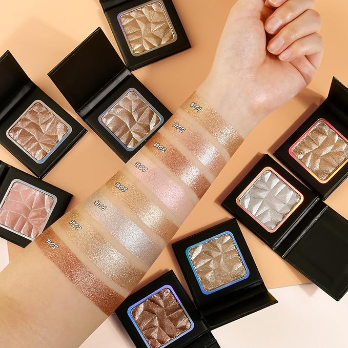 Shimmer Highlighter Palette Brown Color for Black Women,Highlight Makeup for Face/Body,Long Lasting Glow Illuminate Powder for Medium Skin,Highlighting Contour Palettes,Cruelty-Free-Velvo Beauty
