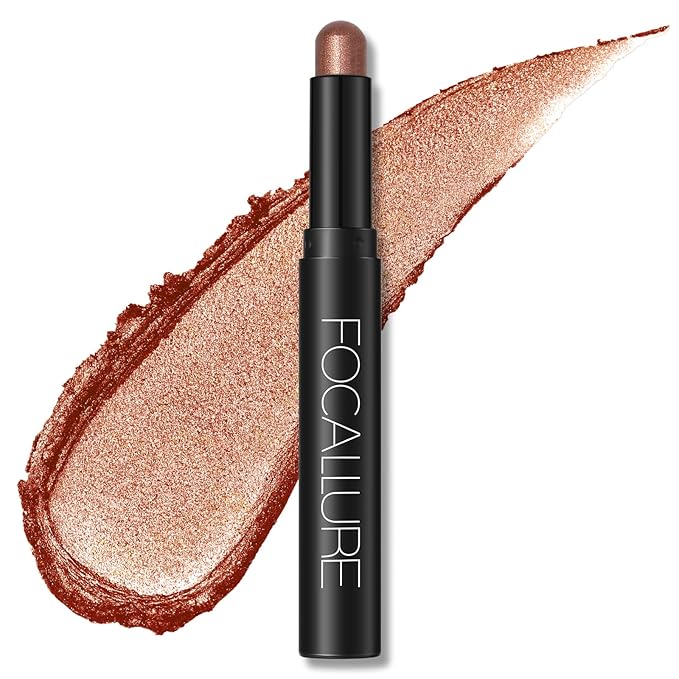 FOCALLURE Shimmer and Matte Cream Eyeshadow Stick,Smooth Brilliant Eye Brightener Pencil for Women,Long Lasting Waterproof Eye Shadow and Liners Makeup,Merida-Velvo Beauty