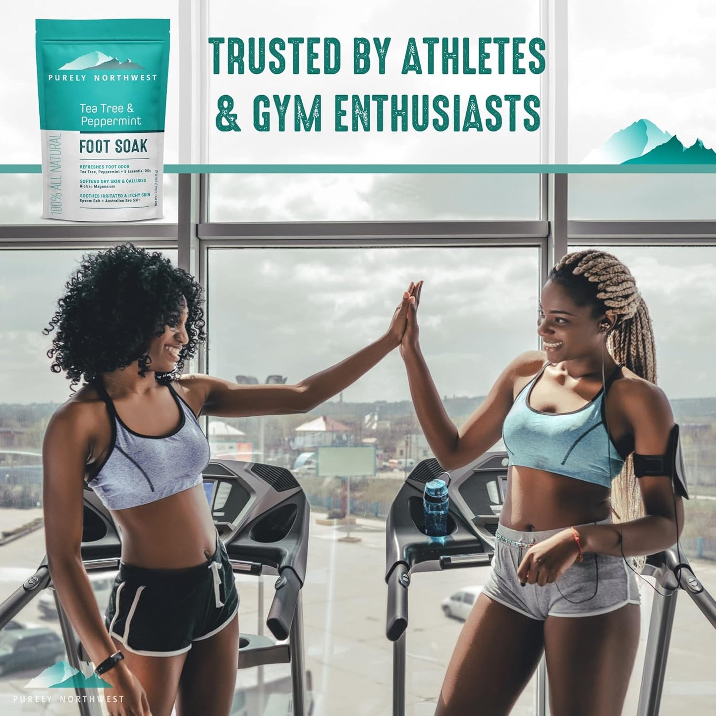 3 Pounds-Tea Tree, Peppermint, Foot Soak | MSM with Epsom Salt Soothes Burning & Itching from Athletes Foot & Foot Odors-Softens Dry Calloused Heels Made by Purely Northwest-Velvo Beauty