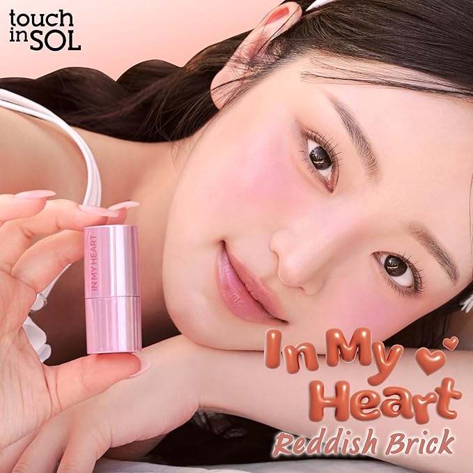 Touch in Sol In My Heart Stick Blush (#Reddish brick) – Cream Blush Stick for Cheeks, Eyes & Lips – Korean Makeup Cheek – Creamy, Blendable Milk Blushe for Dewy Glow, Natural Finish, k beauty, 0.21 Oz-Velvo Beauty