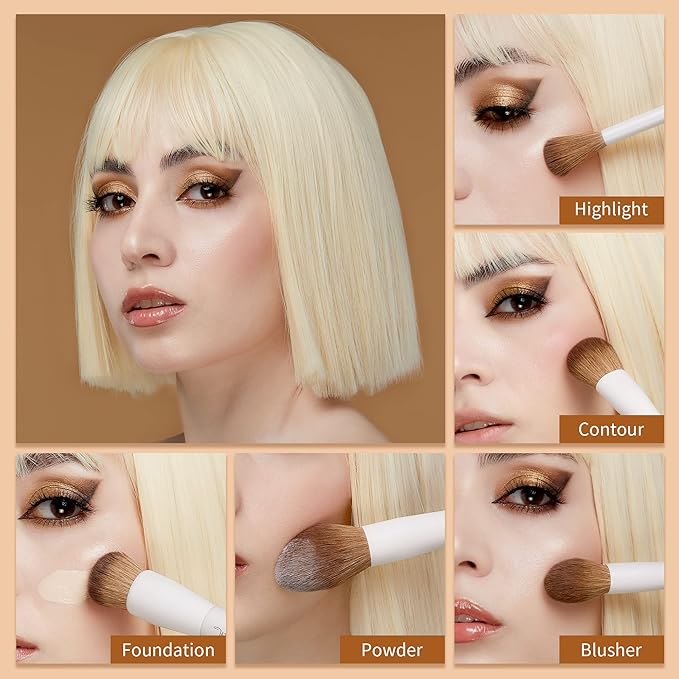Jessup Makeup Brushes 14Pcs Makeup Brush Set Premium Synthetic Powder Foundation Contour Blush Concealer Eye Shadow Blending Liner Make Up Brush Kit Light Grey T329-Velvo Beauty