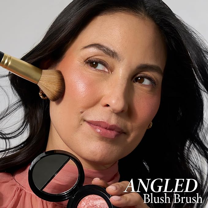 LAURA GELLER NEW YORK Baked Blush-n-Brighten Marbleized Blush + Angled Brush (02 Pink Buttercream, 47mm)-Velvo Beauty