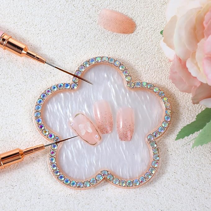 Resin Nail Art Palette Gold Edge Nail Holder Heart Shaped Color Makeup Foundation Mixing Tools Display Board Gel Nail Art Color Mixing Palette Painting Tray Manicure Tool (Colorful)-Velvo Beauty