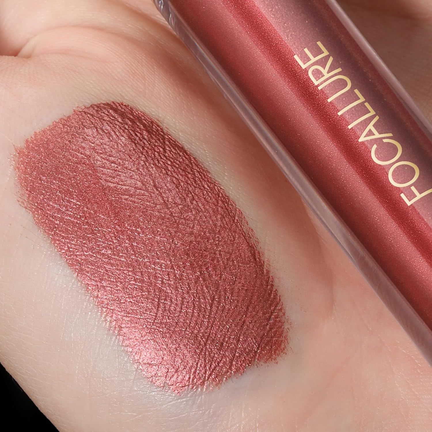 FOCALLURE Metallic Liquid Lipstick,Non Stick Cup Lip Gloss,High Impact Lip Color with Transfer-proof Wear,Long Lasting & Waterproof Lipstick Makeup for Women,Love Galore-Velvo Beauty