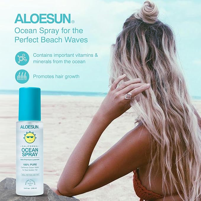 Ocean Spray | Pure California Sea Salt Water Face Mist Infused with Organic Lavender Essential Oil for Tanning | Hair & Scalp Exfoliating Solution | Facial Moisturizer | Travel Size 3.4 Fl Oz-Velvo Beauty