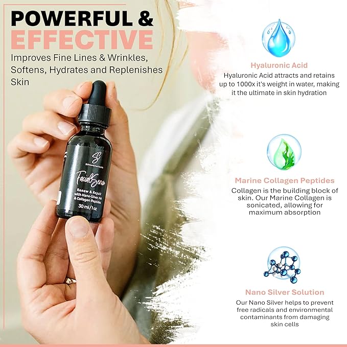 Facial Serum - Fight Blemishes - Acne Pimples & Breakouts - Soften Fine Lines & Wrinkles - Hydrate & Repair Damaged Skin - Clear Complexion - Collagen - 2 Types of Hyaluronic Acid - Anti Aging - 1oz-Velvo Beauty