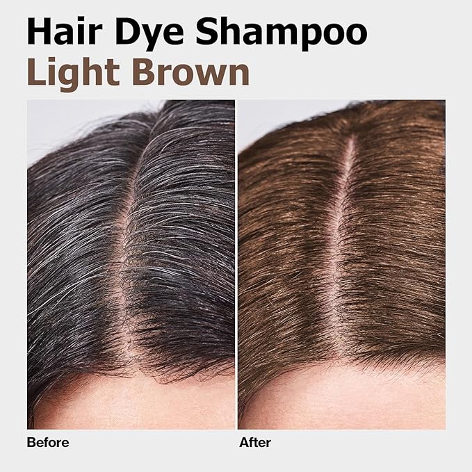 Hair Dye Shampoo, Gray Hair Coverage Dye Shampoo, Hair Color Shampoo for All Hair Types, Champu Para Canas, Suitable for Home and Salon (Light Brown)-Velvo Beauty