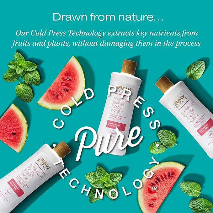 RAW SUGAR Moisture Loving Body Wash - Watermelon + Fresh Mint, Moisturizing & Refreshing Bath & Shower Gel, Sulfate-Free, Paraben-Free & Vegan (Pack of 3)-Velvo Beauty