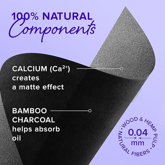 MAREE Oil Blotting Sheets for Face (100 Sheets) - Mineral Blotting Papers For Face with Bamboo Charcoal - Maximum Absorption & Shine Control - Makeup-Friendly Wipes for Oily Skin-Velvo Beauty