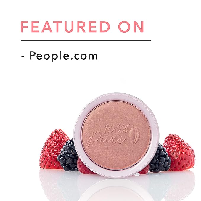 100% PURE Powder Blush (Fruit Pigmented), Peach, Soft Shimmery Finish, Nourishes Skin w/Rosehip Oil, Cocoa Butter, Natural Makeup (Neutral Peach w/Bronze) - 1.81 oz-Velvo Beauty