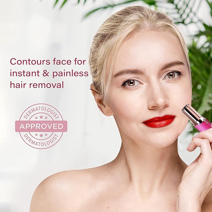 Facial Hair Removal for Women | Electric Razor Device Small Mustache Dermaplaning Remover Tools Tweezers Epilator Trimmer Face Dermaplane Shavers Beauty Gadgets Set Accessories by VISOFO (Rubellite)-Velvo Beauty