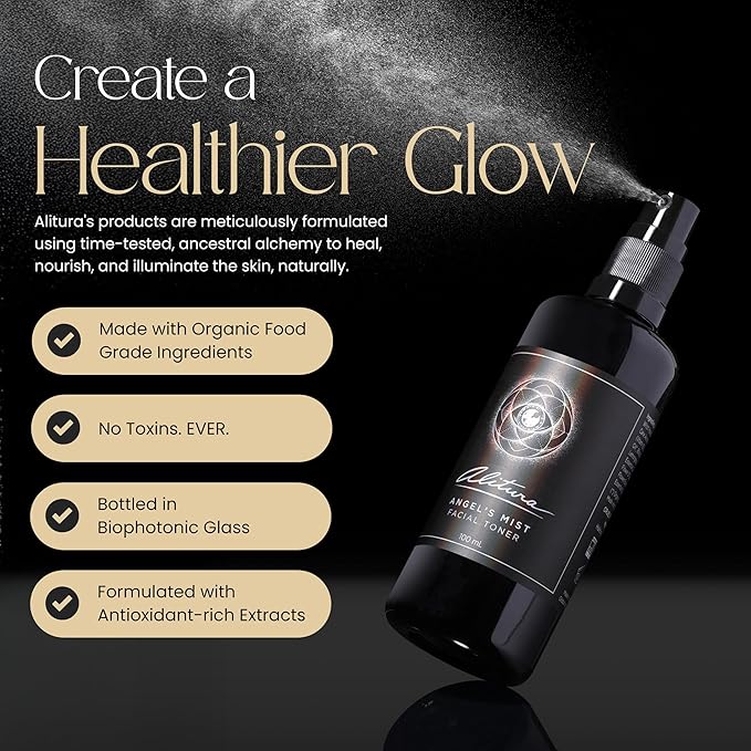 Alitura Angel's Mist Facial Toner – Hydrating & Revitalizing Face Spray with 97% Organic Ingredients – Refreshes, Tightens & Balances for All Skin Types – 100ml-Velvo Beauty