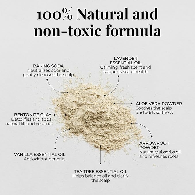 Amallow - Non Toxic Dry Shampoo Powder – With Organic Ingredients - Arrowroot, Bentonite Clay, Aloe Vera, & Essential Oils – No Talc, No Aerosol - Men & Women - Great For Travel-Velvo Beauty