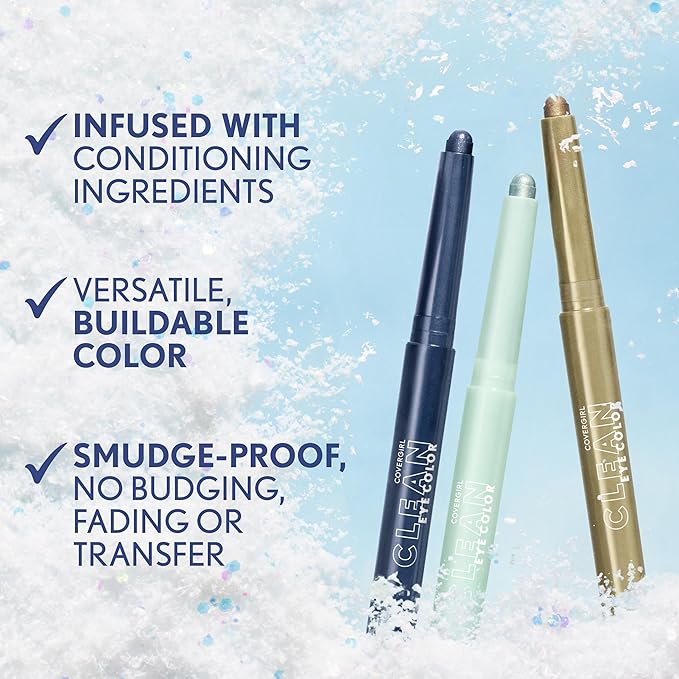 Covergirl Clean Multiline Eyeshadow Pencil, 300 Stroke Of Midnight, Vegan Formula, Shimmer Eyeshadow, Easy Application, Glides on Effortlessly, Blends Perfectly, 0.05oz-Velvo Beauty