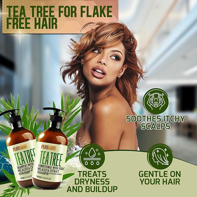 Tea Tree Oil Shampoo and Conditioner Set - Sulfate and Paraben Free Treatment for Oily Hair and to Help Reduce Your Itchy and Dry Scalp - Healthy Anti Dandruff Formula for Men and Women-Velvo Beauty