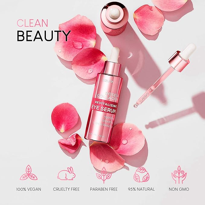AZURE Rose & Collagen Revitalizing Eye Serum - Hydrating & Smoothing | Reduces Wrinkles, Fine Lines & Under Eye Bags | Minimize Signs of Aging | Made in Korea - 60mL-Velvo Beauty