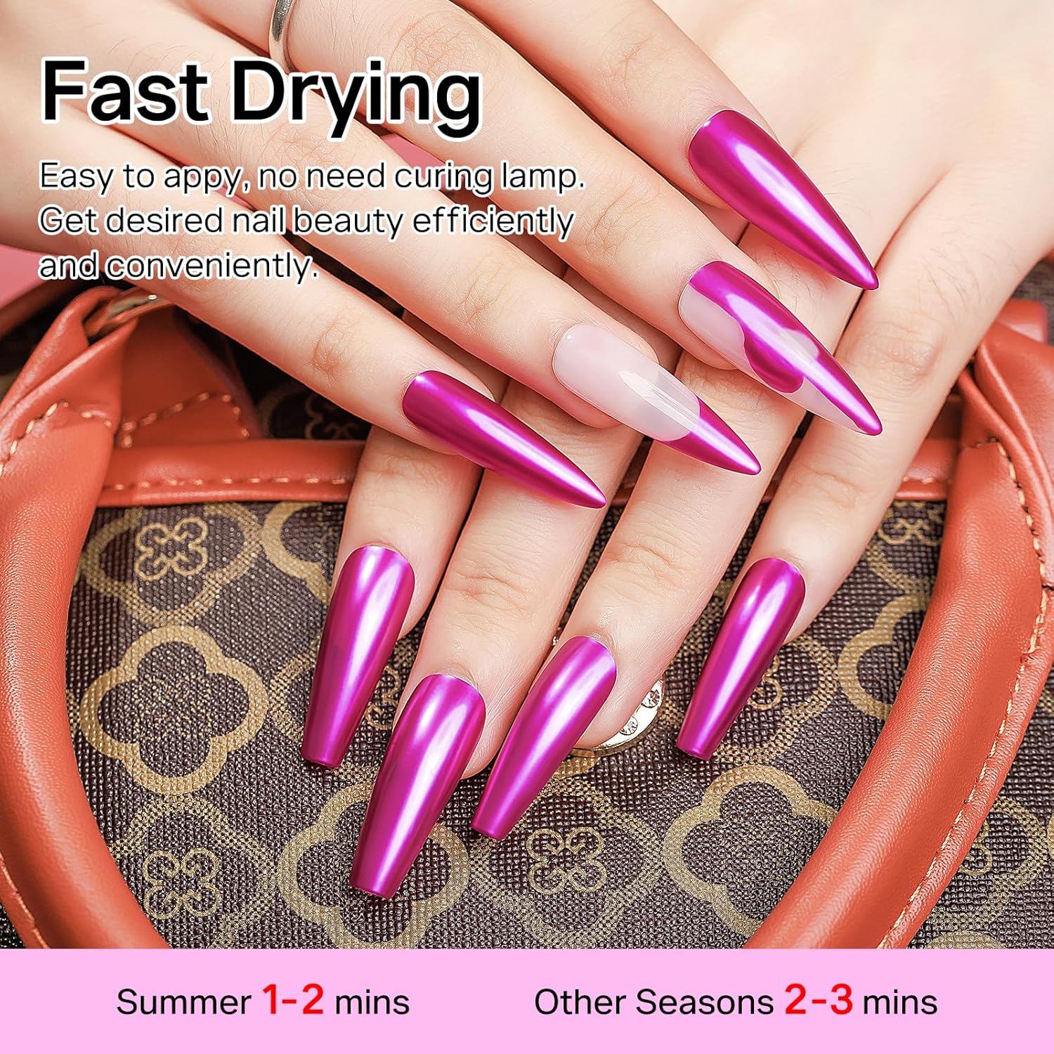 MIZHSE Rose Red Mirror Nail Polish, Quick Dry Metallic Nail Polish, Air Dry Fast Chrome Nail Lacquer Bright Color Oil-based Nail Art Manicure DIY Home-Velvo Beauty