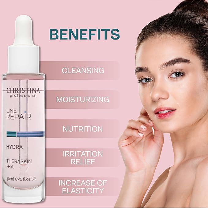 Christina Line Repair Hydra Theraskin +HA Face Serum - 30 ml - Wrinkle Smoother, Hyaluronic Acid and Hygroplex for Aging Skin - For Dry, Normal and Oily Skin Types-Velvo Beauty