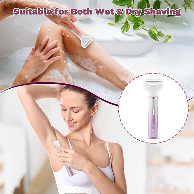 Electric Razors Shaver for Women, 5 in 1 Bikini Trimmer for Women, Wet/Dry Womens Electric Razor Shavers, Face Razor for Face Nose Eyebrow Arms Armpit Legs Pubic Area, Facial Hair Removal-Velvo Beauty